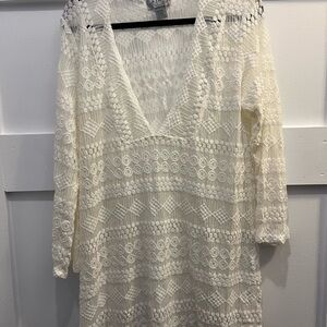 Elegant White Lace Swim Coverup
